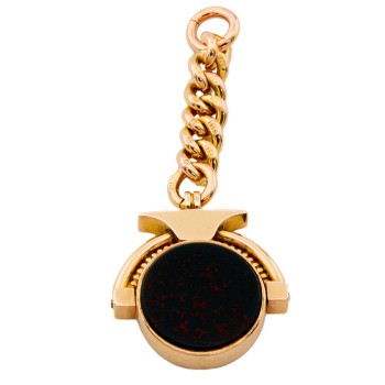 9ct Gold Vintage Bloodstone Sardonyx Fob Pendant